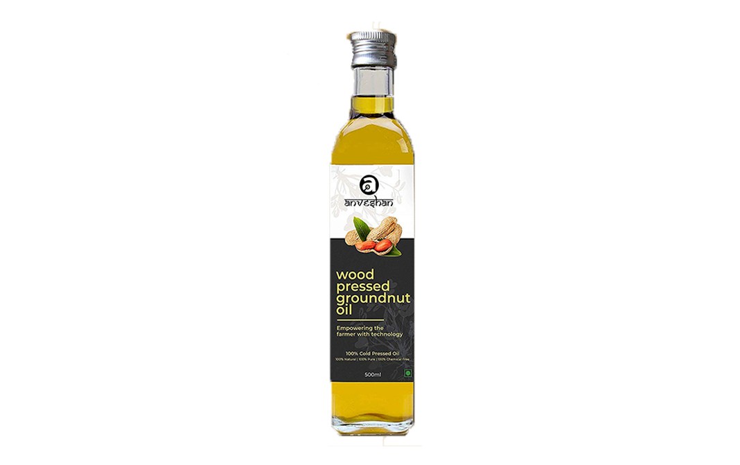 Anveshan Wood Pressed Groundnut Oil   Plastic Bottle  500 millilitre